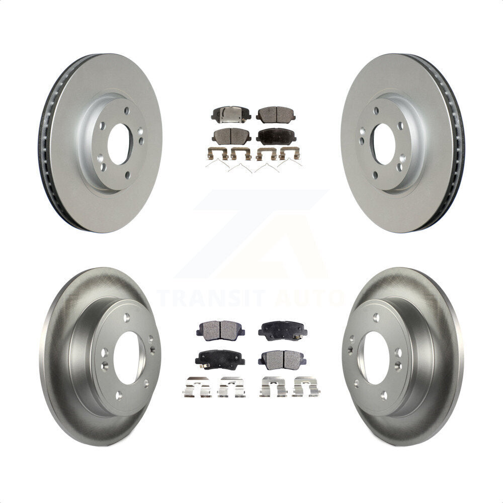 Front Rear Coated Disc Brake Rotors And Semi-Metallic Pads Kit For Kia Forte Forte5 SX KGF-100946 by Transit Auto