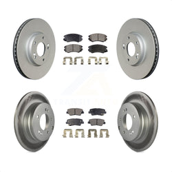 Front Rear Coated Disc Brake Rotors And Semi-Metallic Pads Kit For Hyundai Sonata 3.3L KGF-100948