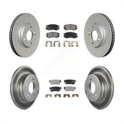 Front Rear Coated Disc Brake Rotors And Semi-Metallic Pads Kit For Hyundai Sonata 3.3L KGF-100949