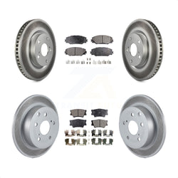 Front Rear Coated Disc Brake Rotors And Semi-Metallic Pads Kit For Toyota Matrix Pontiac Vibe KGF-100953