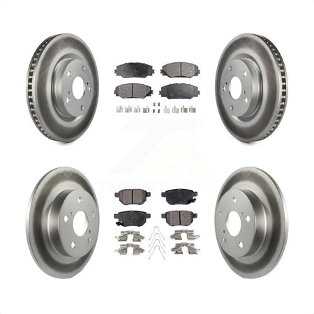 Front Rear Coated Disc Brake Rotors And Semi-Metallic Pads Kit For 2011-2016 Scion tC KGF-100958 by Transit Auto