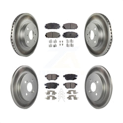 Front Rear Coated Disc Brake Rotors And Semi-Metallic Pads Kit For 2012-2013 Toyota Yaris L LE KGF-100961