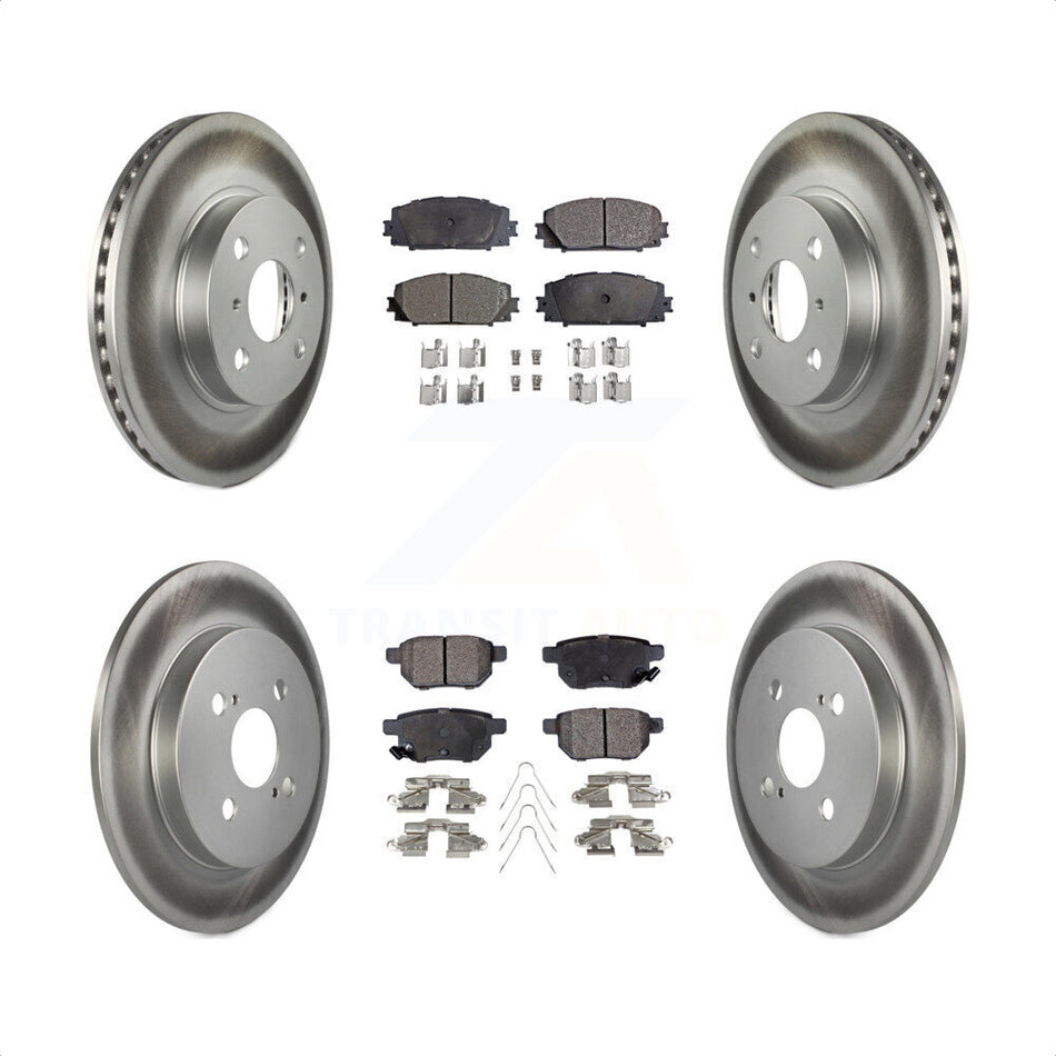 Front Rear Coated Disc Brake Rotors And Semi-Metallic Pads Kit For 2012-2013 Toyota Yaris L LE KGF-100961 by Transit Auto