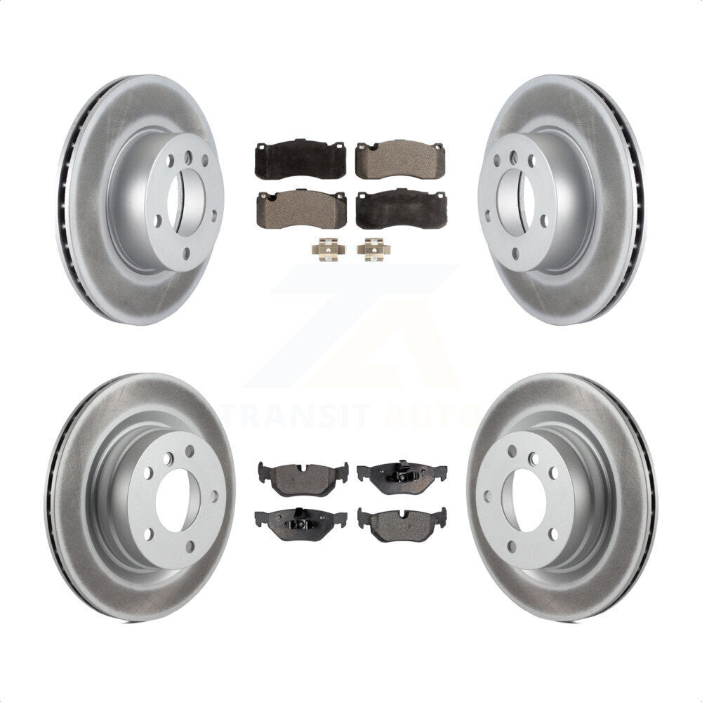 Front Rear Coated Disc Brake Rotors And Semi-Metallic Pads Kit For 2006-2007 BMW 323i With 338mm Diameter Rotor KGF-100967 by Transit Auto