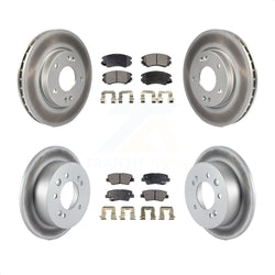 Front Rear Coated Disc Brake Rotors And Semi-Metallic Pads Kit For 2010 Hyundai Elantra Sedan From 03 23 10 KGF-100970