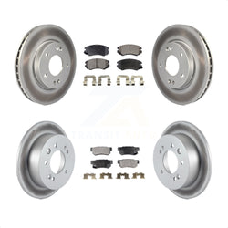 Front Rear Coated Disc Brake Rotors And Semi-Metallic Pads Kit For Hyundai Elantra KGF-100971
