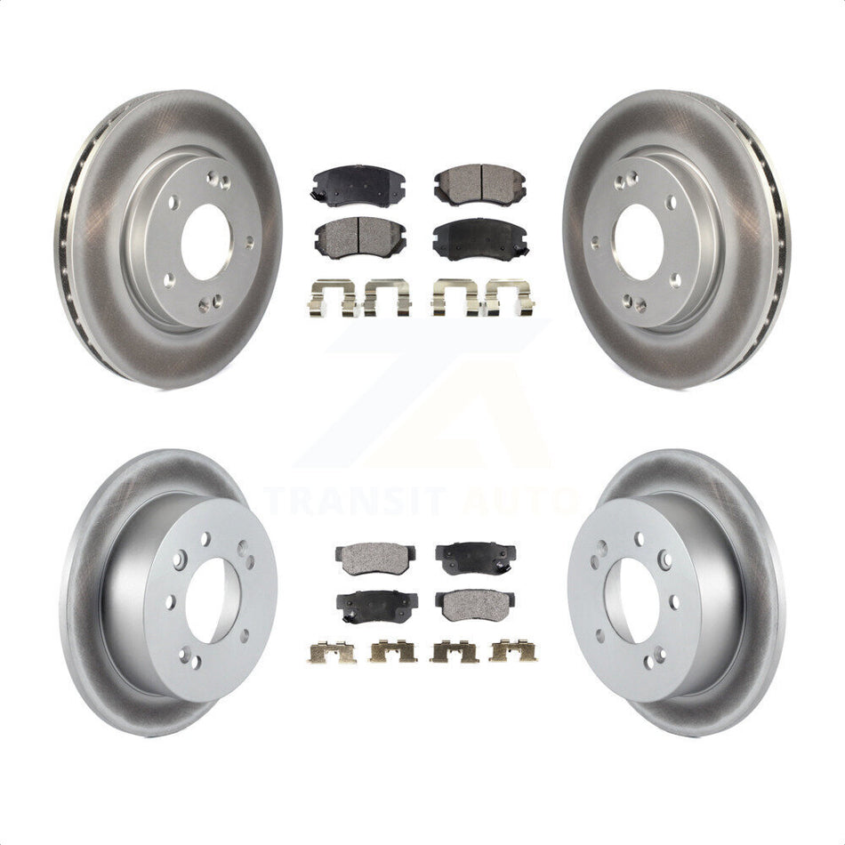 Front Rear Coated Disc Brake Rotors And Semi-Metallic Pads Kit For Hyundai Elantra KGF-100971 by Transit Auto