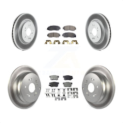 Front Rear Coated Disc Brake Rotors And Semi-Metallic Pads Kit For Acura RDX KGF-100974