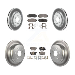 Front Rear Coated Disc Brake Rotors And Semi-Metallic Pads Kit For 2012-2016 Honda CR-V AWD KGF-100976