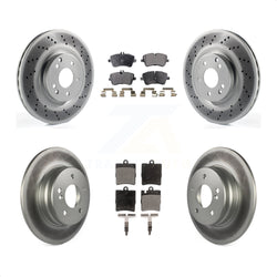 Front Rear Coated Disc Brake Rotors And Semi-Metallic Pads Kit For 2004 Mercedes-Benz C320 Wagon Coupe with RWD With Sport Package KGF-100981