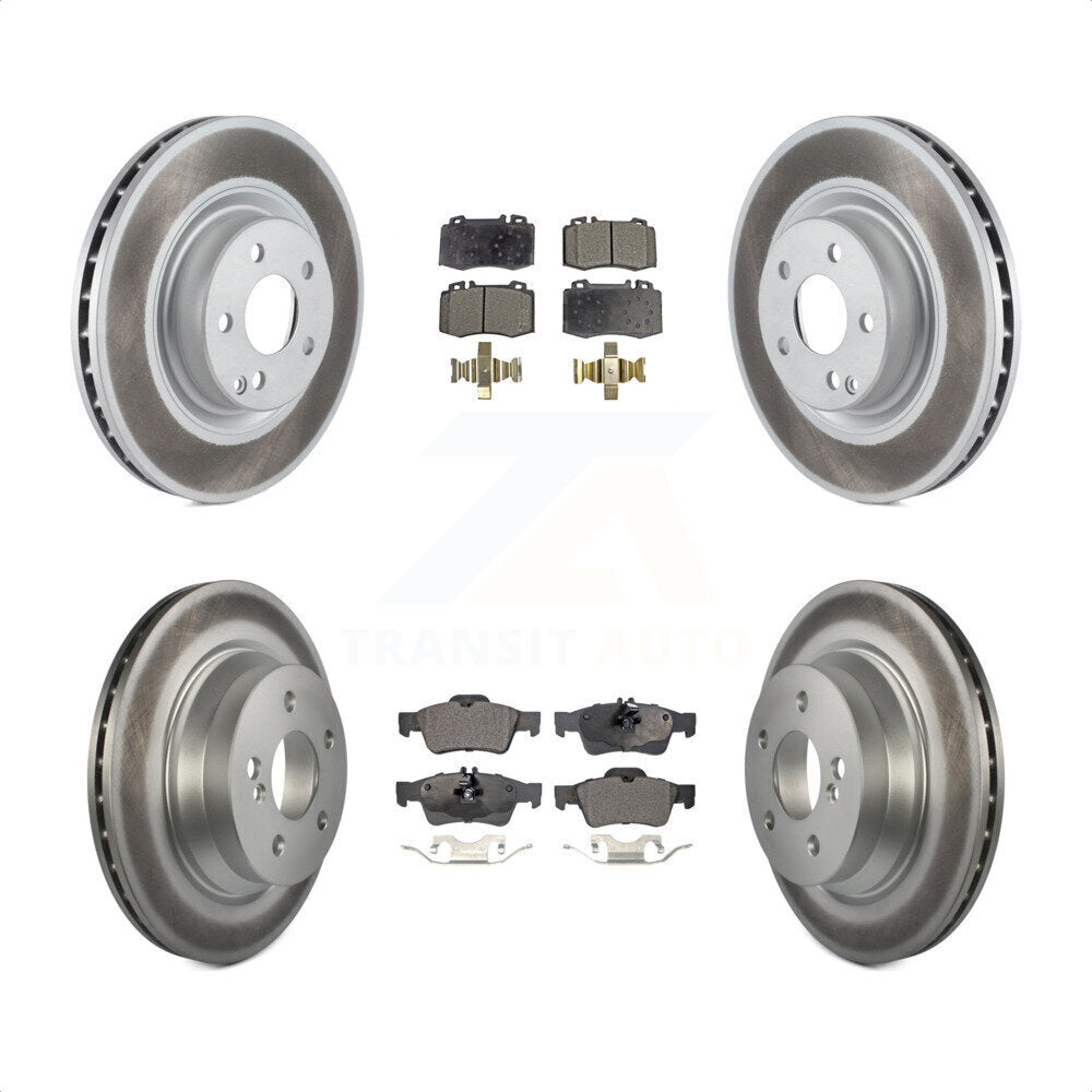 Front Rear Coated Disc Brake Rotors And Semi-Metallic Pads Kit For Mercedes-Benz CLS550 CLS500 E550 KGF-100987 by Transit Auto