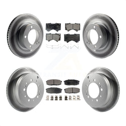 Front Rear Coated Disc Brake Rotors And Semi-Metallic Pads Kit For Toyota Tundra Sequoia Lexus LX570 Land Cruiser KGF-100996