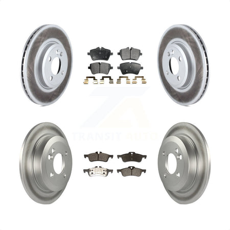 Front Rear Coated Disc Brake Rotors And Semi-Metallic Pads Kit For 2002-2005 Mini Cooper With 294mm Diameter Rotor 4 Lug Wheels KGF-101006 by Transit Auto