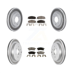 Front Rear Coated Disc Brake Rotors And Semi-Metallic Pads Kit For INFINITI Nissan Armada QX80 QX56 KGF-101019