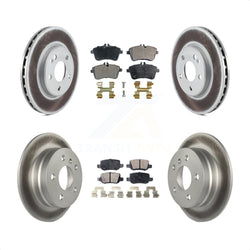 Front Rear Coated Disc Brake Rotors And Semi-Metallic Pads Kit For 2006-2011 Mercedes-Benz B200 KGF-101044