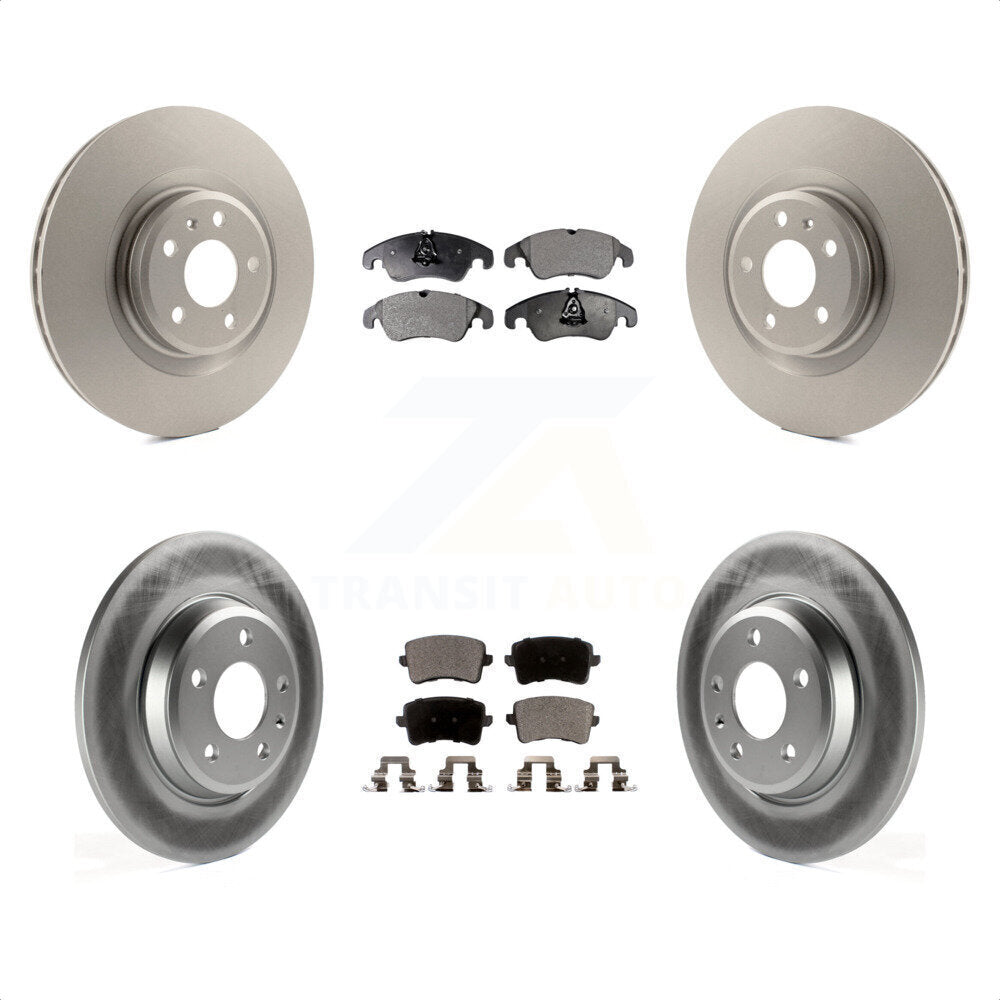 Front Rear Coated Disc Brake Rotors And Semi-Metallic Pads Kit For 2009-2010 Audi Q5 With 345mm Diameter Rotor KGF-101046 by Transit Auto