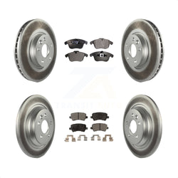 Front Rear Coated Disc Brake Rotors And Semi-Metallic Pads Kit For 2013-2014 Volvo S60 With 300mm Diameter Rotor KGF-101056