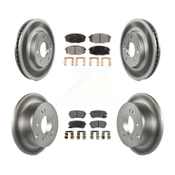 Front Rear Coated Disc Brake Rotors And Semi-Metallic Pads Kit For Kia Forte Koup Forte5 KGF-101064
