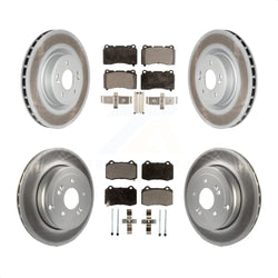 Front Rear Coated Disc Brake Rotors And Semi-Metallic Pads Kit For Hyundai Genesis Coupe KGF-101067