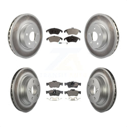 Front Rear Coated Disc Brake Rotors And Semi-Metallic Pads Kit For Mercedes-Benz E350 E400 With 322mm Diameter Rotor KGF-101079