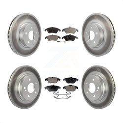 Front Rear Coated Disc Brake Rotors And Semi-Metallic Pads Kit For Mercedes-Benz E350 C300 C350 KGF-101080