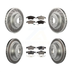 Front Rear Coated Disc Brake Rotors And Semi-Metallic Pads Kit For Mercedes-Benz E350 E400 With 322mm Diameter Rotor KGF-101081