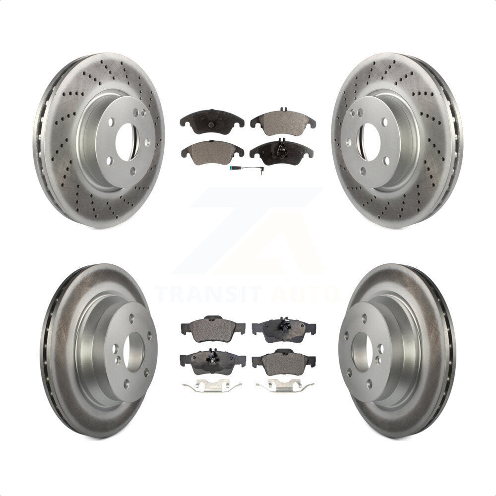 Front Rear Coated Disc Brake Rotors And Semi-Metallic Pads Kit For Mercedes-Benz E350 E400 With 322mm Diameter Rotor KGF-101081 by Transit Auto