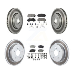 Front Rear Coated Disc Brake Rotors And Semi-Metallic Pads Kit For 2010-2013 Suzuki Kizashi KGF-101083