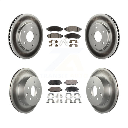 Front Rear Coated Disc Brake Rotors And Semi-Metallic Pads Kit For Nissan LEAF KGF-101087 by Transit Auto