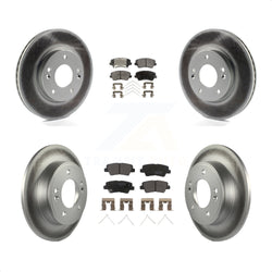 Front Rear Coated Disc Brake Rotors And Semi-Metallic Pads Kit For Hyundai Veloster Elantra GT KGF-101091