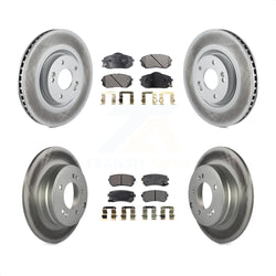 Front Rear Coated Disc Brake Rotors And Semi-Metallic Pads Kit For Hyundai Tucson Kia Cadenza KGF-101094
