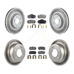 Front Rear Coated Disc Brake Rotors And Semi-Metallic Pads Kit For 2015 Hyundai Tucson FWD with FUEL CELL EV (FCEV) engine KGF-101095