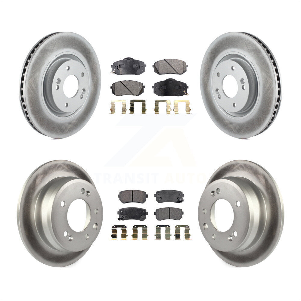 Front Rear Coated Disc Brake Rotors And Semi-Metallic Pads Kit For 2015 Hyundai Tucson FWD with FUEL CELL EV (FCEV) engine KGF-101095 by Transit Auto