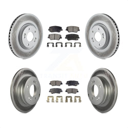 Front Rear Coated Disc Brake Rotors And Semi-Metallic Pads Kit For Hyundai Azera KGF-101099