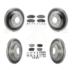 Front Rear Coated Disc Brake Rotors And Semi-Metallic Pads Kit For Honda Civic KGF-101114