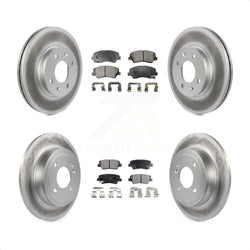 Front Rear Coated Disc Brake Rotors And Semi-Metallic Pads Kit For Hyundai Accent Kia Rio KGF-101117