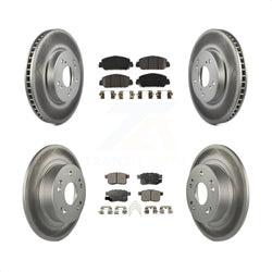 Front Rear Coated Disc Brake Rotors And Semi-Metallic Pads Kit For Honda Accord KGF-101127