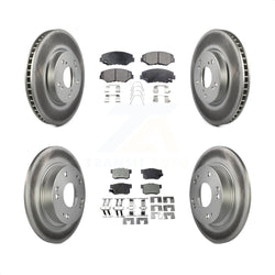 Front Rear Coated Disc Brake Rotors And Semi-Metallic Pads Kit For 2015 Honda Civic EX with Coupe Manual transmission KGF-101128