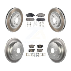 Front Rear Coated Disc Brake Rotors And Semi-Metallic Pads Kit For 2012-2016 Honda CR-V FWD KGF-101130