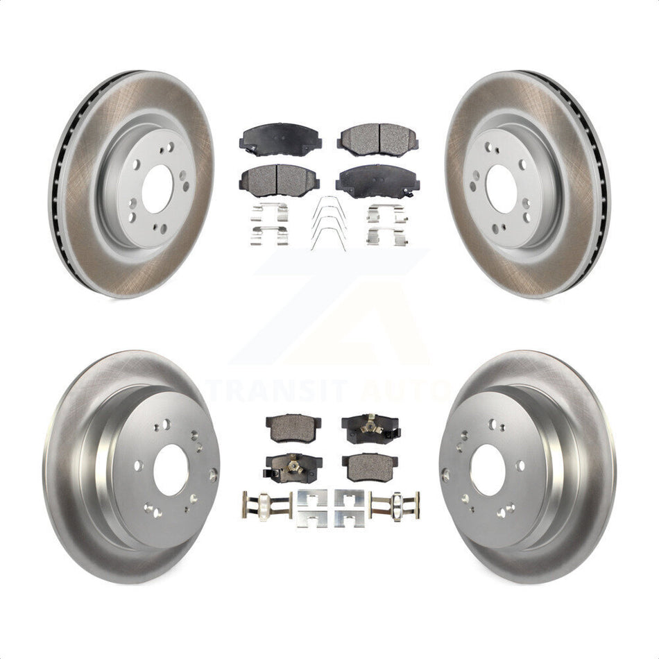 Front Rear Coated Disc Brake Rotors And Semi-Metallic Pads Kit For 2012-2016 Honda CR-V FWD KGF-101130 by Transit Auto