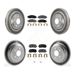 Front Rear Coated Disc Brake Rotors And Semi-Metallic Pads Kit For Honda Pilot Ridgeline KGF-101133