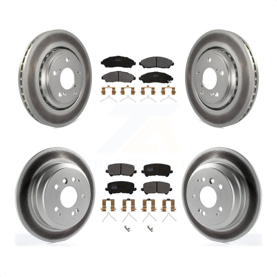 Front Rear Coated Disc Brake Rotors And Semi-Metallic Pads Kit For Honda Pilot Ridgeline KGF-101133 by Transit Auto