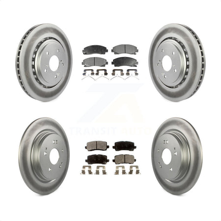 Front Rear Coated Disc Brake Rotors And Semi-Metallic Pads Kit For 2015-2020 Acura TLX KGF-101137 by Transit Auto