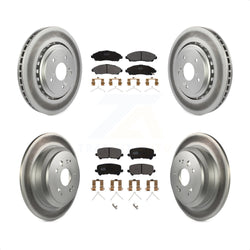 Front Rear Coated Disc Brake Rotors And Semi-Metallic Pads Kit For 2014-2016 Acura MDX KGF-101138