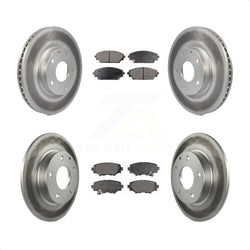 Front Rear Coated Disc Brake Rotors And Semi-Metallic Pads Kit For Mazda 3 Sport 2.5L KGF-101143