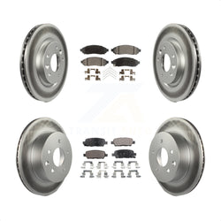 Front Rear Coated Disc Brake Rotors And Semi-Metallic Pads Kit For 2015 Nissan LEAF Vehicles Manufactured In Japan KGF-101151