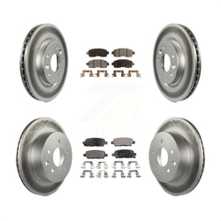 Front Rear Coated Disc Brake Rotors And Semi-Metallic Pads Kit For Nissan LEAF KGF-101152