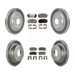 Front Rear Coated Disc Brake Rotors And Semi-Metallic Pads Kit For 2015 Hyundai Sonata GAS engine With Manual Parking KGF-101161