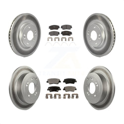 Front Rear Coated Disc Brake Rotors And Semi-Metallic Pads Kit For Hyundai Tucson Kia Sportage KGF-101164