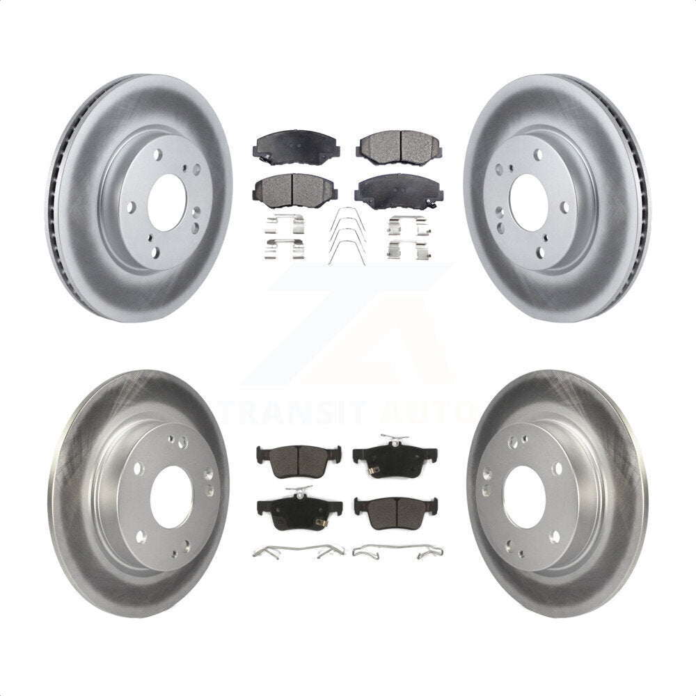 Front Rear Coated Disc Brake Rotors And Semi-Metallic Pads Kit For Honda Civic KGF-101165 by Transit Auto